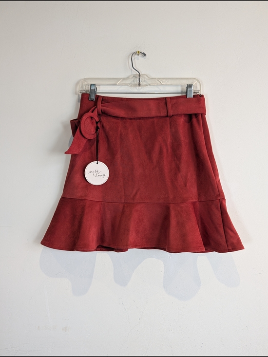 Milk & Honey Dresses & Skirts - NWT MILK & HONEY Rust Red Faux Suede Flounce Skirt, Size M